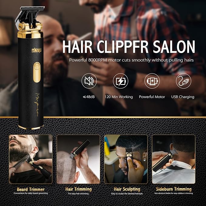 DSP Hair Trimmer for Men, Cordless Beard Trimmer, Adjustable Head Angle, Beard Edger, Grooming Cutting Kit, Ceramic Blade, Plug and Play