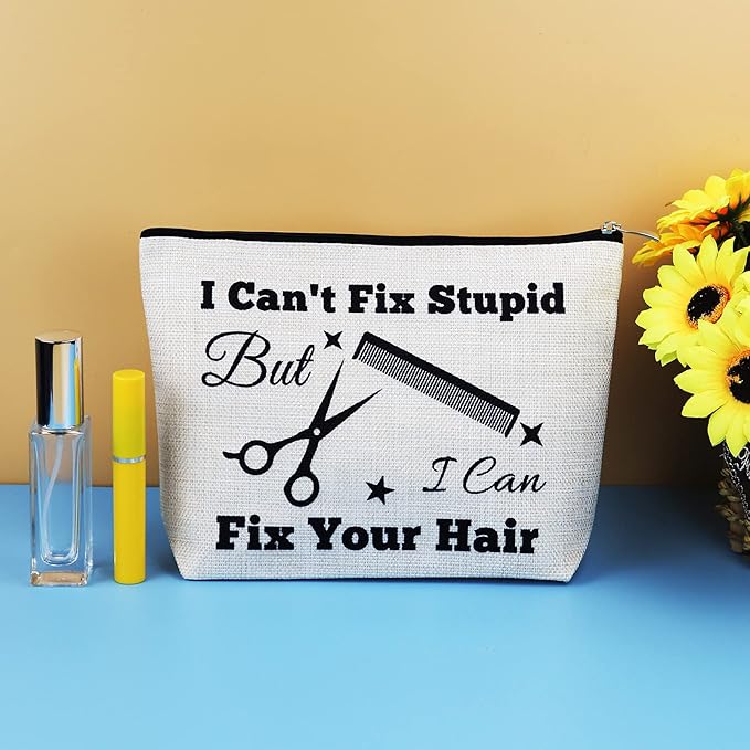 Hairdresser Gifts Hair Stylist Makeup Bag Hair Stylist Gifts Cosmetic Bags Funny Hair Dresser Gift Cosmetic Pouch Zipper Makeup Case Christmas Inspirational Graduation Gift for Hairdresser