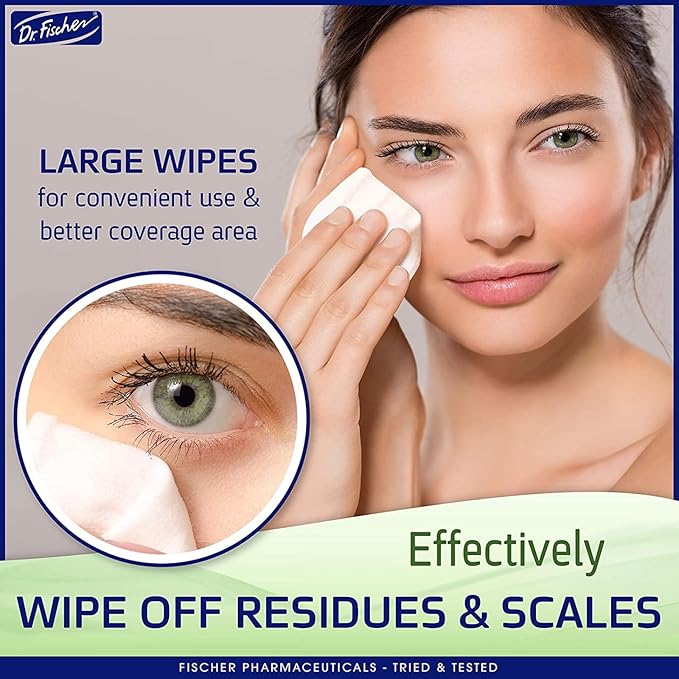Dr. Fischer Eyelid Wipes - Hypoallergenic Preservative-Free Eye Cleansing Wipes for Sensitive Eyelids (Twin Pack).