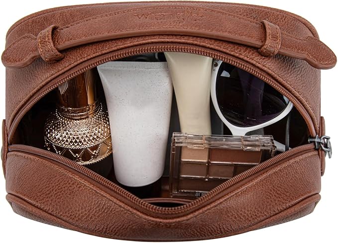 Montana West Wrangler Makeup Bags for Women Portable Toiletry Bag Small Travel Cosmetic Organizer for Gift Zipper Closure