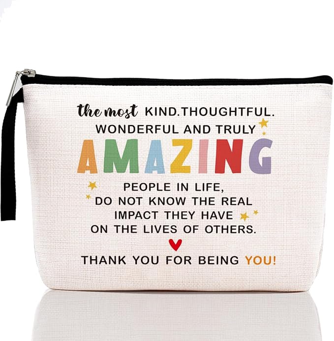 Teacher Appreciation Gifts Inspirational Makeup Bag Friendship Gifts for Women Female Teacher Social Worker Coworker Mom Encouragement Gifts Thank You Gifts Cosmetic Bag Graduation Birthday Gifts