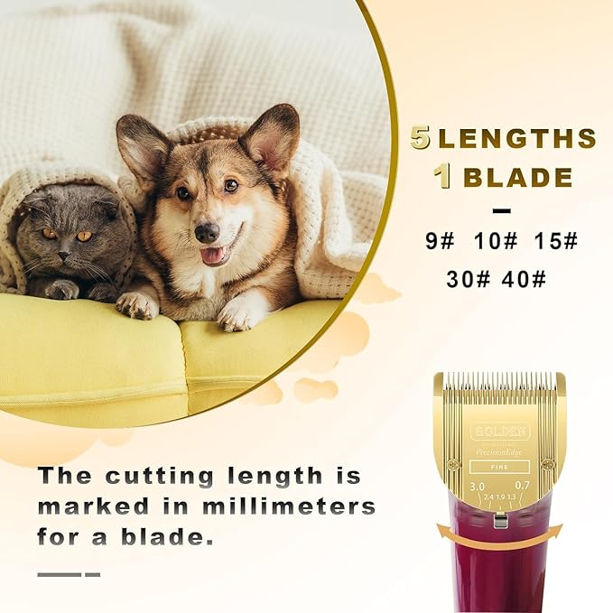 Audoc Adjustable 5 in 1 Blades Dog Grooming Blades Compatible with Wahl Animal Clipper Arco, Bravura, Chromado, Creativa, Figura, and Motion Pet, Dog, and Horse