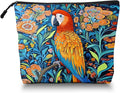 Cosmetic Bags Travel Makeup Toilet Case Waterproof Pouch for Women Girls 6.7X9.45inches - Colorful Macaw Stands on Branch