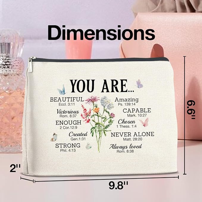 Religious Makeup Bag Motivational Christian Gifts You Are Beautiful Cosmetic Bag Zipper Makeup Pouch