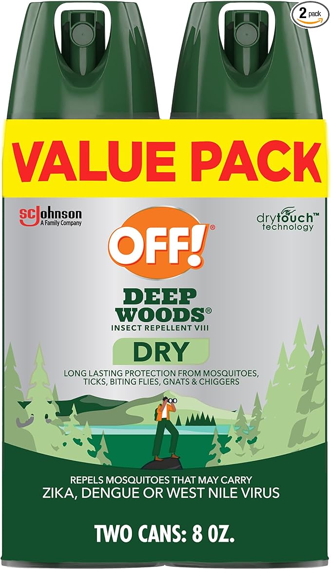 OFF! Deep Woods Insect Repellent Aerosol, Dry, Non-Greasy Formula, Bug Spray with Long Lasting Protection from Mosquitoes and Ticks, 4 Oz, 2 Count