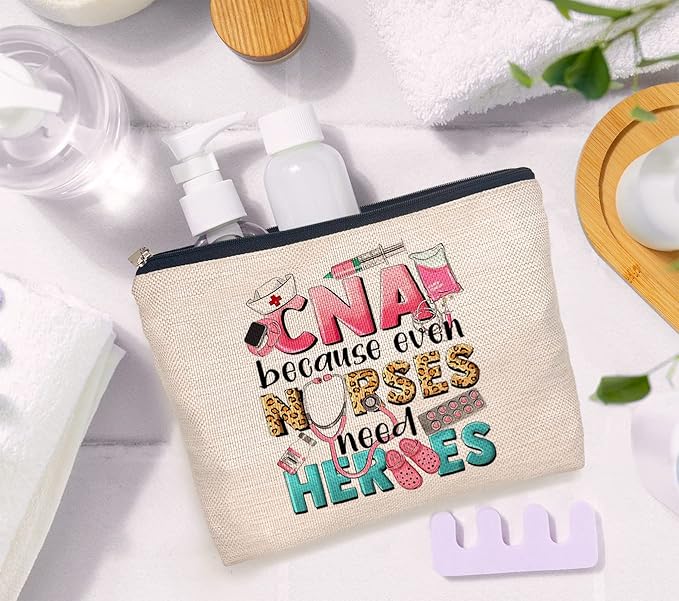 IWXYI Cna Bag,Western CNA Because Nurses Need Heroes Makeup Bag,Nurse Life Make up Bag