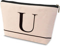 Letter A-Z Initial Personalized Makeup Bags, Birthday Gifts for Women, Monogrammed Gifts for Women Mom Sister Best Friend Bride Bridesmaid, Mothers Day, Christmas, Small Travel Cosmetic Bag (U)