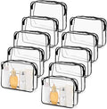 Tbestmax 10 Pack Clear Cosmetic Bags Makeup Bags Portable Waterproof TSA Approved Travel Toiletry Bags Large Organizer Black, 9.8" x 7.1" x 2.4"