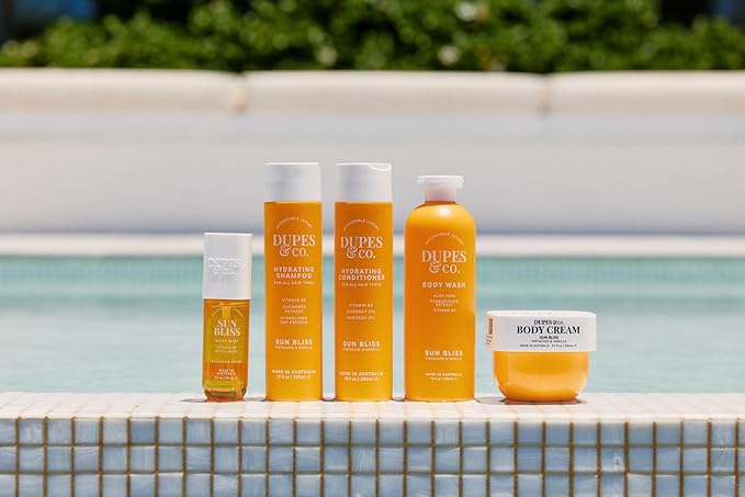 DUPES & CO. Sun Bliss Hydrating Body Mist for Women – Pistachio & Vanilla with Vitamin B5 & Witch Hazel – Sweet, Tropical Scent in a 3 Fl Oz Bottle