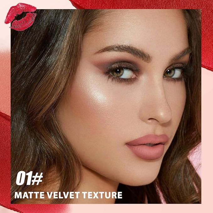 Matte Lip Lipstick Crayon Lip Liner Thick Pencil, High-Pigment Outline lips, Non-sticky Matte Velvet Texture, Waterproof & Smudge-Proof Longwear Pigmented, Fit for all tones 01#