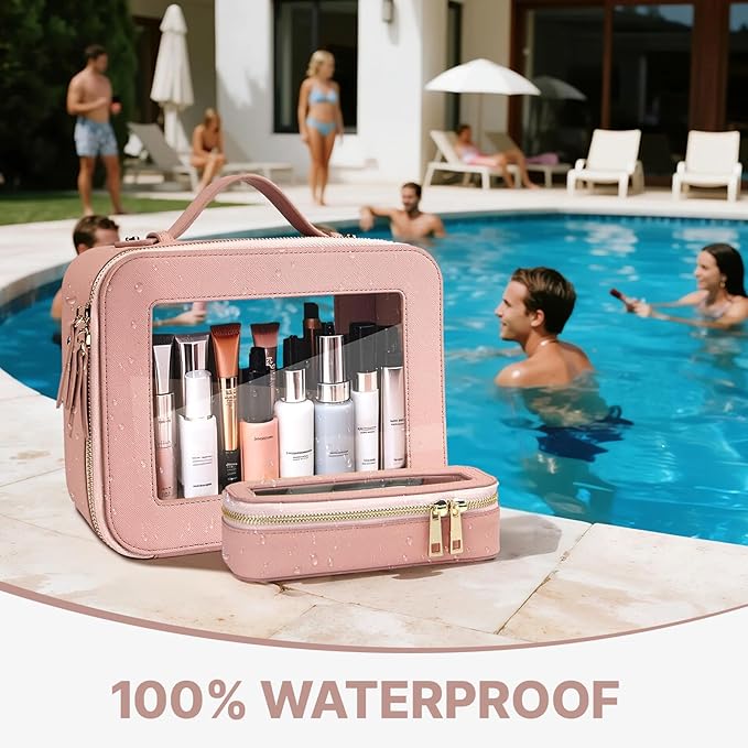 Clear Makeup Bag with Mini Cosmetic Bags,Travel Toiletry Bag for Women,Portable Cosmetic Bag Case, Transparent Waterproof Cosmetic Organizer Storage Bag for Women Men