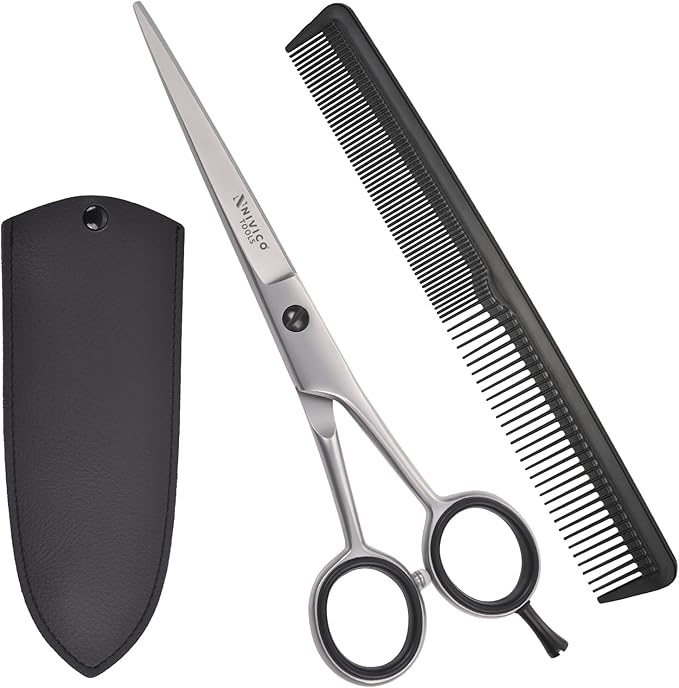 Professional 6.5” Hair Cutting Scissor with Comb– Sharp and Hairdressing Scissors Barber Shears Stainless Steel Hair Cutting Shears for Men & Women Precision Blades for Salon with Adjustment Screw