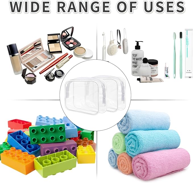 16 Pieces Clear Makeup Bags Bulk, TSA Approved Toiletry Bags Travel Pouch, Waterproof PVC Plastic Small Clear Cosmetic Bags with Zipper for Organizing (White Border)