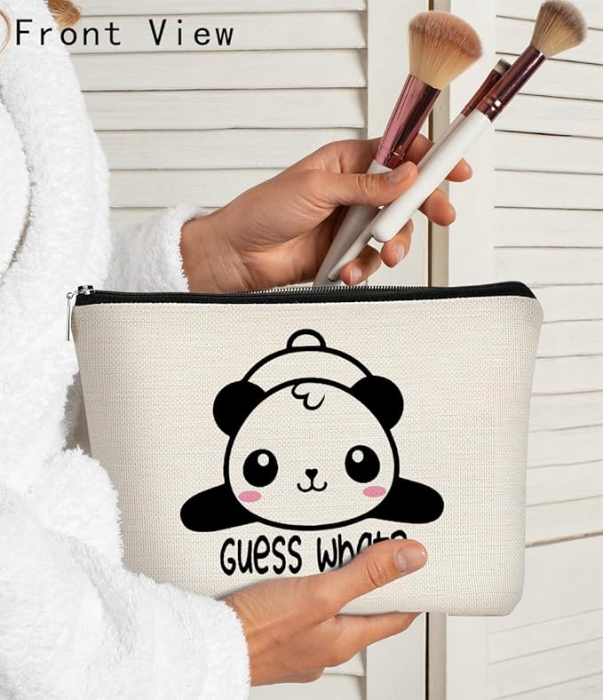 Cute Baby Panda Guess What It's Pug Butt Makeup Bag,Funny Cartoon Cute Panda Cosmetic Bag Best Gift Idea for Panda Loves,Birthday Christmas for Girls Women, Makeup Case for Teen Girls Daughter