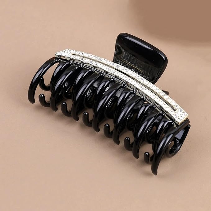 SINIDE Rhinestone Hair Claw Clips, Crystal Jaw Clip Nonslip Acrylic Claw Clips for Thick Long Hair, Fashion Elegant Clamps Accessories for Women Ladies Strong Hold Barrette for Styling (2 Pack)