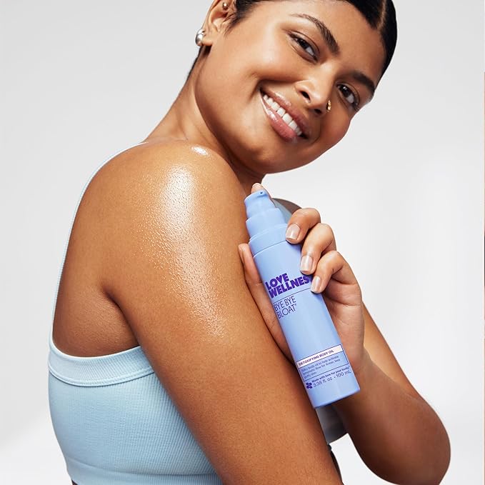 Love Wellness Bye Bye Bloat Detoxifying Body Oil | Lymphatic Drainage Oil to Hydrate, Depuff & Awaken Skin | Reduce Swelling Massage Oil for Women with Peppermint, Grapefruit & Rosemary Oil |100 mL