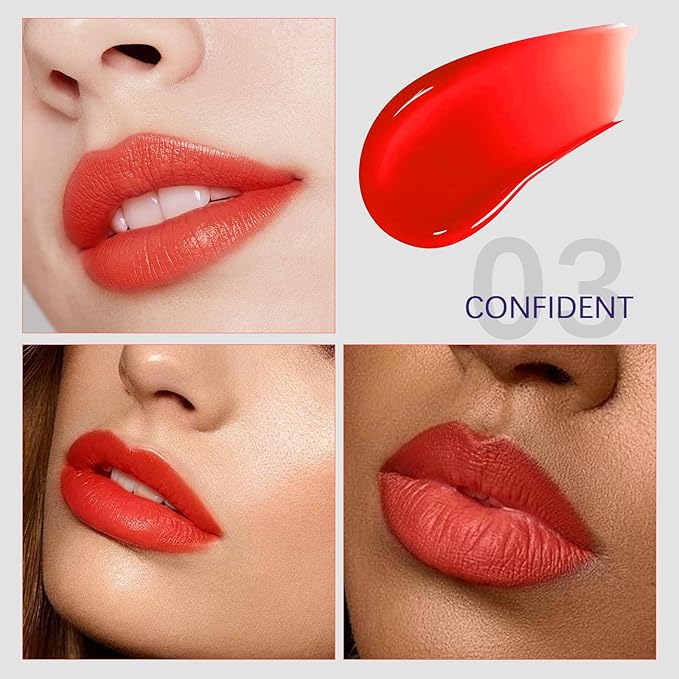 QueenDiary lip stain peel off lip gloss all day long lasting Waterproof and Transferproof lip tint - matte finish peel off lip liner (03#Confident)