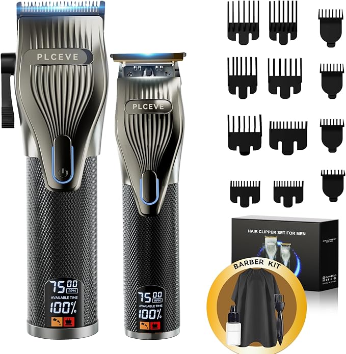 Hair Clipper for Men, Professional Electric Hair Cutting & Trimmers Set with 7500RPM Powerful Motor & LCD Display, Mens Cordless Hair Grooming Kit Barbers Haircut, Gift for Birthday Christmas