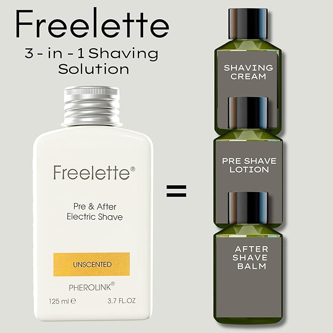 Pre Electric Shave After Shave Lotion Cream - Best For Close Shave - Smooth Irritation Free Shaving - Shooting and Mousturising Balm Freelette. Pherolink. 3.76 Ounce. UNSCENTED
