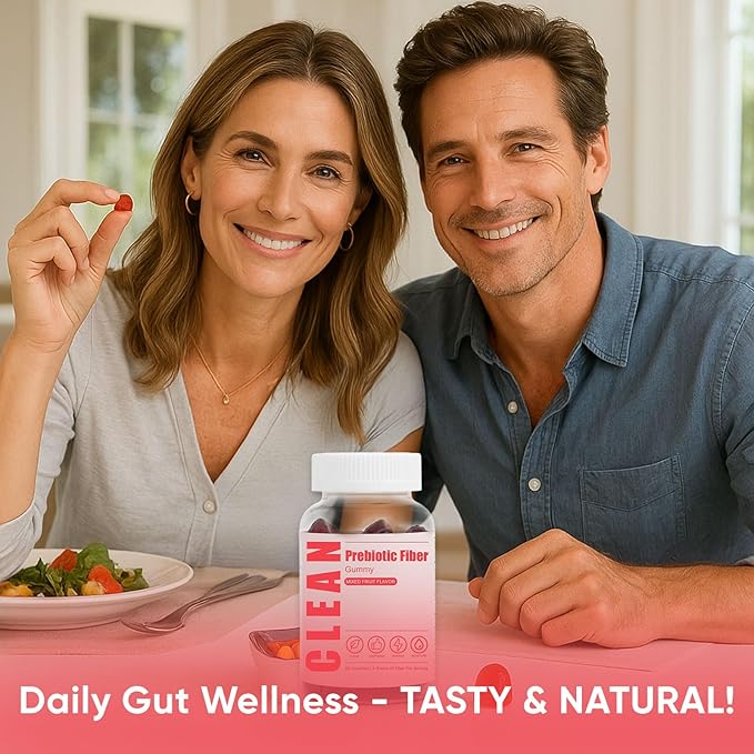 Clean Prebiotic Fiber Gummy, Clean Fiber Gummies for Men, Men Prebiotic Supplement for Digestive Gut Health, Non-GMO, 60 Gummies / 4g Fibers Per Serving