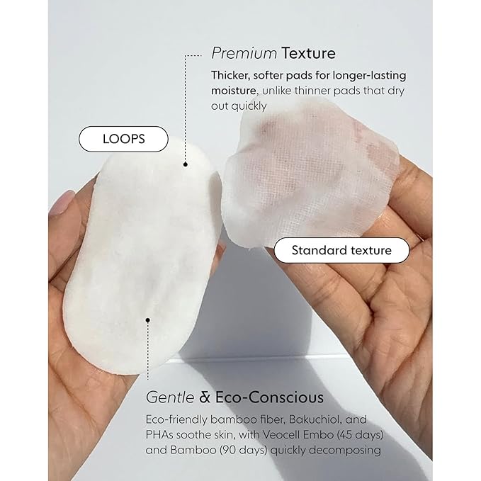 LOOPS Peptide Serum - Firm, Fortify, and Fight Fine Lines -and Moisturizing Skincare - Pre-soaked Veocell Embo Pad - Peptide Complex Serums to Rejuvenate and Prejuvenate -Face Serum Pads