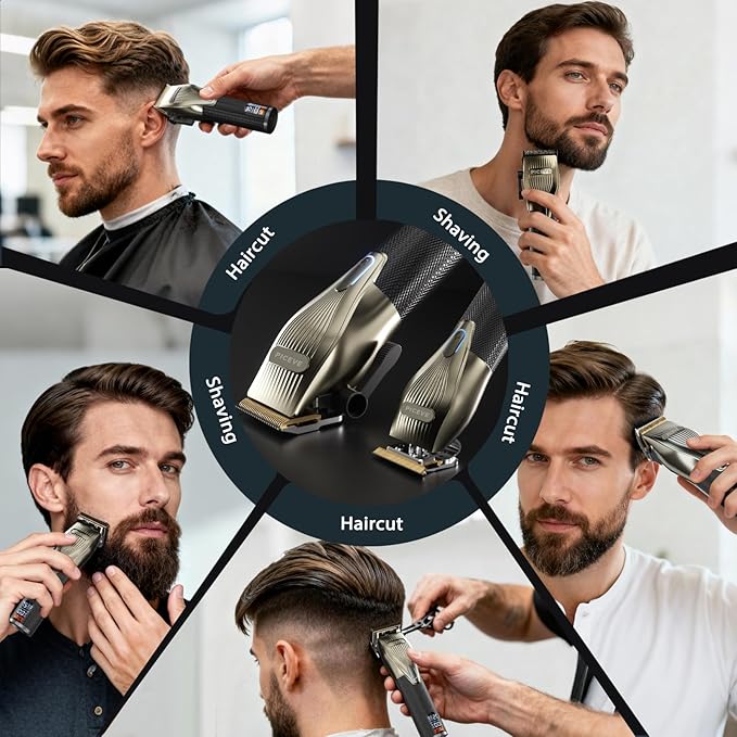Hair Clipper for Men, Professional Electric Hair Cutting & Trimmers Set with 7500RPM Powerful Motor & LCD Display, Mens Cordless Hair Grooming Kit Barbers Haircut, Gift for Birthday Christmas