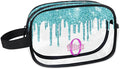 Custom Transparent Travel Toiletry Bag for Women, PVC Large Makeup Bag, Cosmetic Bag, Comestic Essentials for Women, Water Flow Shape Aqua Blue Shiny Glittering