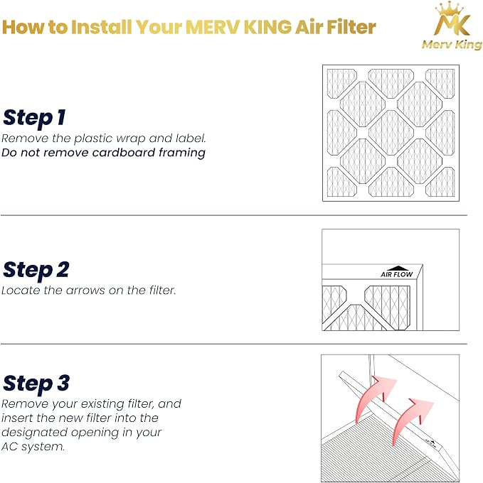 MervKing 20x20x2 Air Filter Actual Size: 19.7" x 19.7" x 1.75" MERV 13 MPR - Image 4