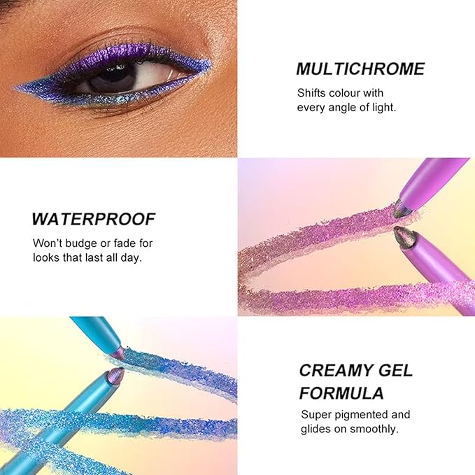 Chameleon Eyeshadow Stick Eyeliner Eyes Makeup Glitter Eyeliner Pen colorful Cream Shimmer Eye shadow Waterproof Long Lasting Halloween Eye liner Pencil Party Stage Use # 04