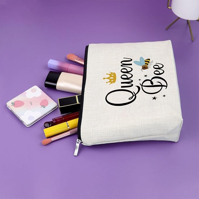 Sazuwu Bee Themed Gifts for Women Makeup Bag Bee Lover Gifts for Friend Beekeeper Birthday Gifts Cosmetic Bag Honeybee Gifts Christmas Thanksgiving Gifts for Bee Lover Cosmetic Travel Pouch