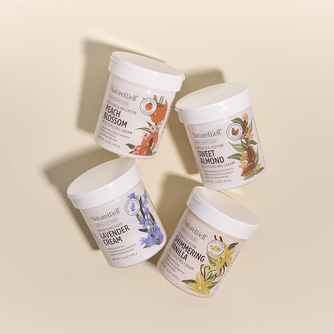 NATURE WELL Sweet Almond Smooth & Soften Gentle Moisturizing Cream For Face, Body, & Hands, Infused With Natural Oils & Extracts, Restores Skin Moisture Barrier, 16 Oz