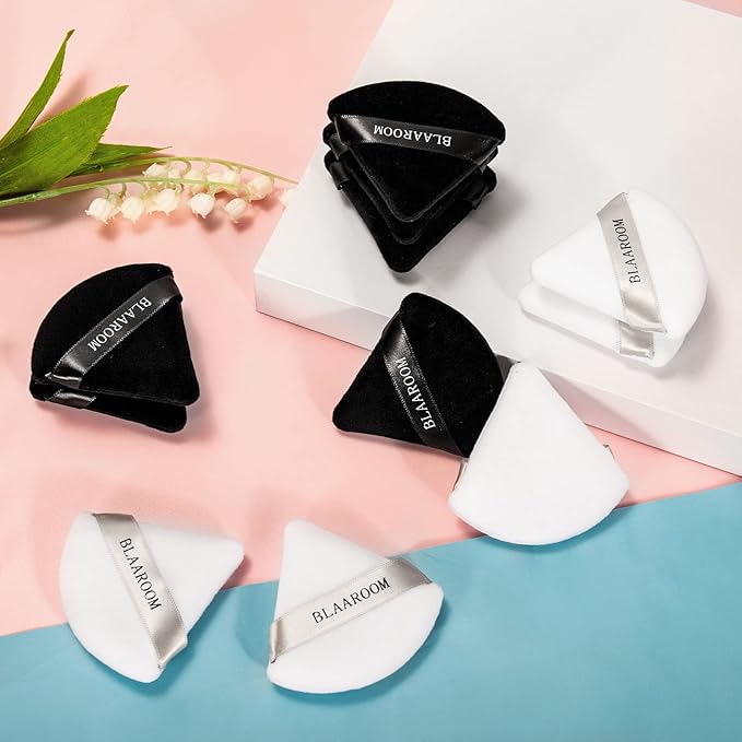 BLAAROOM 12 Pcs Velour Powder Puff Face Makeup Triangle Powder Puffs Face Exquisite Makeup Eyes and Corners Contouring for Loose Powder Wet Dry Cosmetic Foundation Sponge Makeup Tool