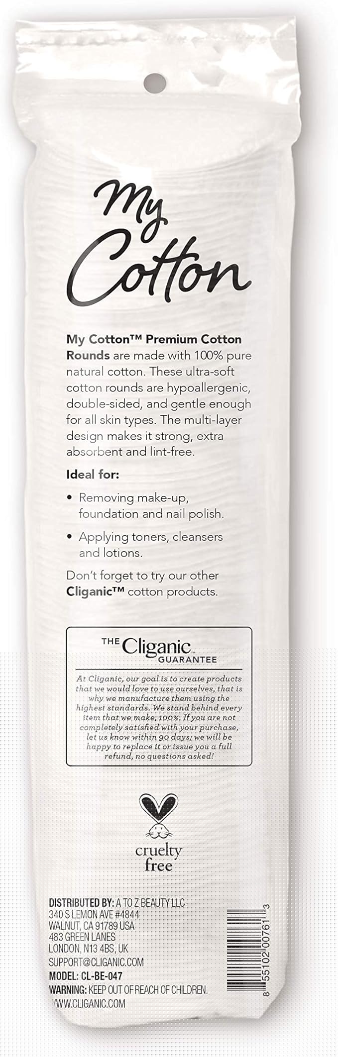 My Cotton Premium Rounds for Face (3 Pack) | Makeup Remover Pads, Hypoallergenic, Lint-Free | 100% Pure Cotton
