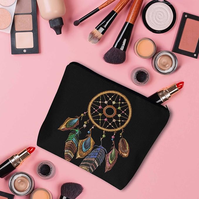 Woman Makeup Bag Dream Catcher, Native American Style Tribal Feathers Dream Catcher Makeup Bags Travel Cosmetic Bags Toiletry Makeup Organizer Pencil Pouch Cosmetic Bag For Owners Lady