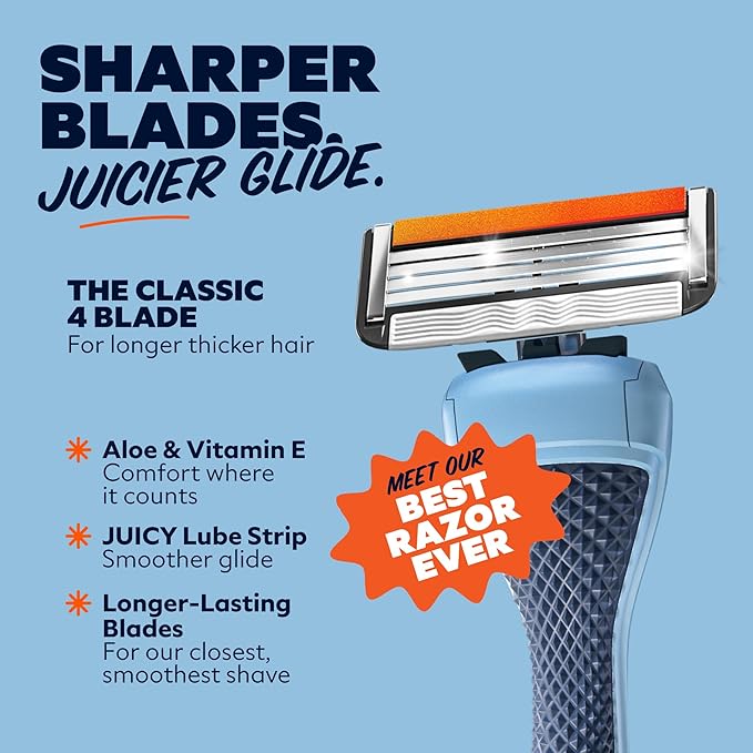Dollar Shave Club | Travel Shave Set | 4 Swift Rinse Refill Cartridges, 1 Handle (Blue), 1 Razor Cover