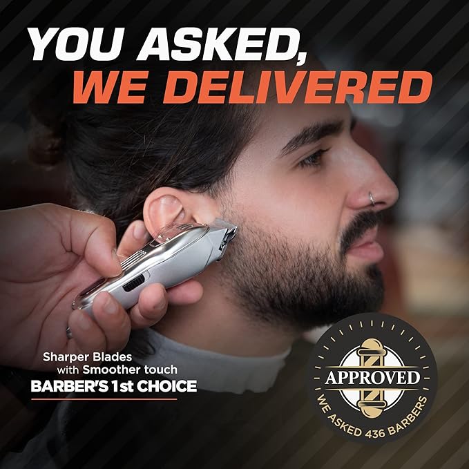 Fagaci Men's Professional Hair Trimmer, Powerful Battery, Sharp Blades, High-Speed Motor, Cold Steel for Comfortable Cuts