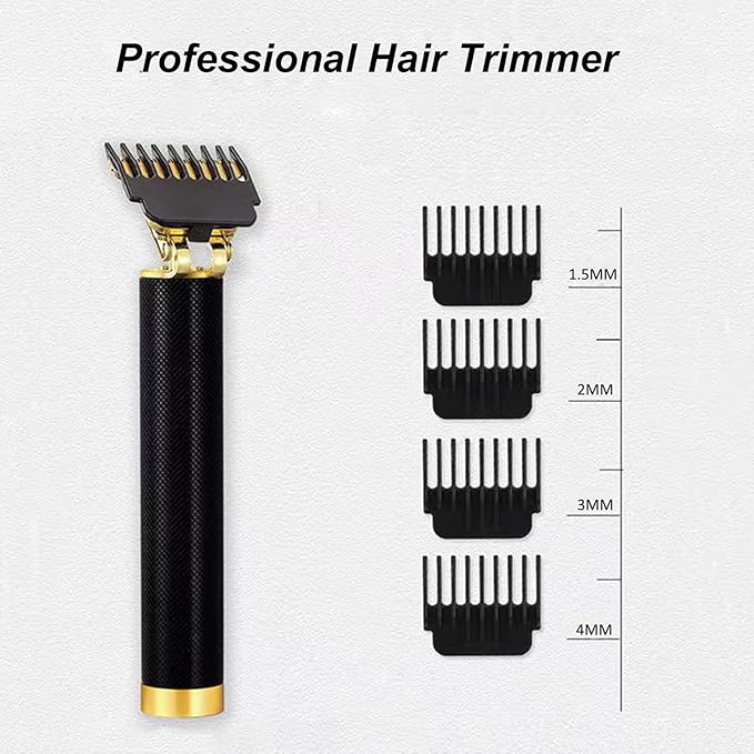 Professional Cordless Hair Clipper and Trimmer for Men, T Blade Zero Gapped Rechargeable Beard Shaver, Hair Cutting Kit With Ear Spoon Tool Set, Black
