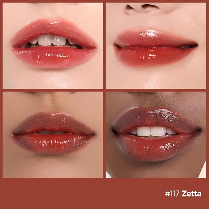Laka Fruity Glam Tint, Glowing Lip Stain with Wide Color Spectrum, Hydrating & Lightweight Texture, Long-Lasting Bold Stain, Non-Sticky, Vegan, K-Beauty (#117 Zetta, 4.5g/0.15oz)