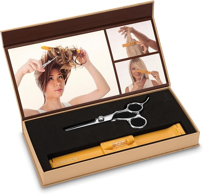 Original CreaClip MEDIUM and Scissors For FINE, THIN HAIR - As seen on Shark Tank - Hair Cutting Tool for Layers Bangs Split Ends Kids Hair Cut, Hair Cutting Guide
