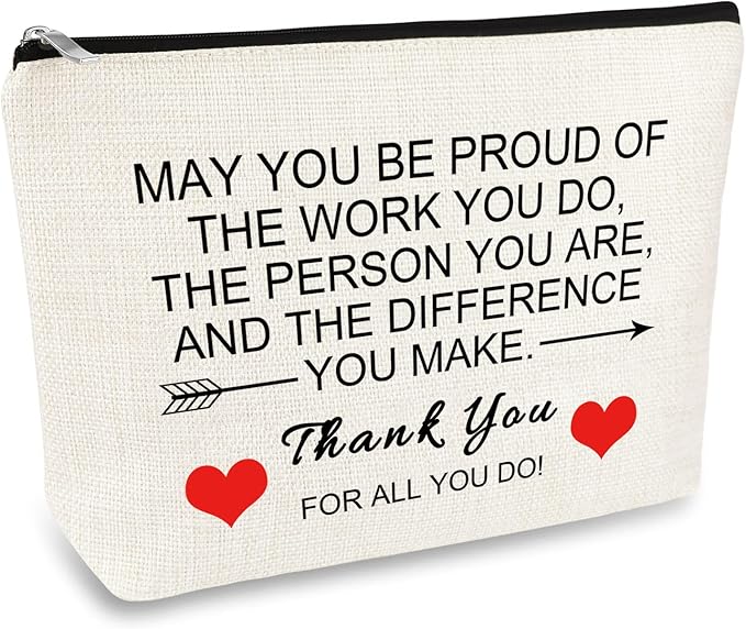 Thank You Gifts for Women Appreciation Gift Makeup Bag Thank You Gift for Employee Volunteer Nurse Teacher Coworker Friend Inspirational Encouragement Gifts Thanksgiving Cosmetic Bag Toiletry Pouch