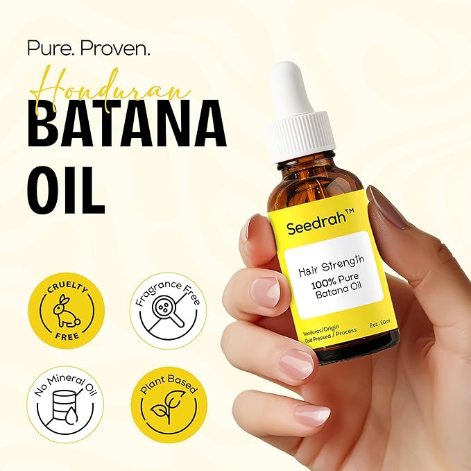 Batana Oil for Hair Growth, 100% Pure & natural Batana Oil from Honduras, helps Prevent Hair Loss, Eliminate Split Ends for Men & Women|For All Hair Types - 2 fl oz