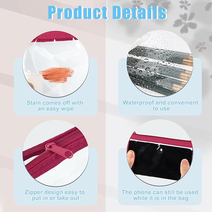 VOCOSTE 5pcs Small Makeup Pouches for Purse, Mini Clear Zipper Bag, 5Colors Transparent Case Cosmetic Pouch Waterproof Travel Organizer for Women