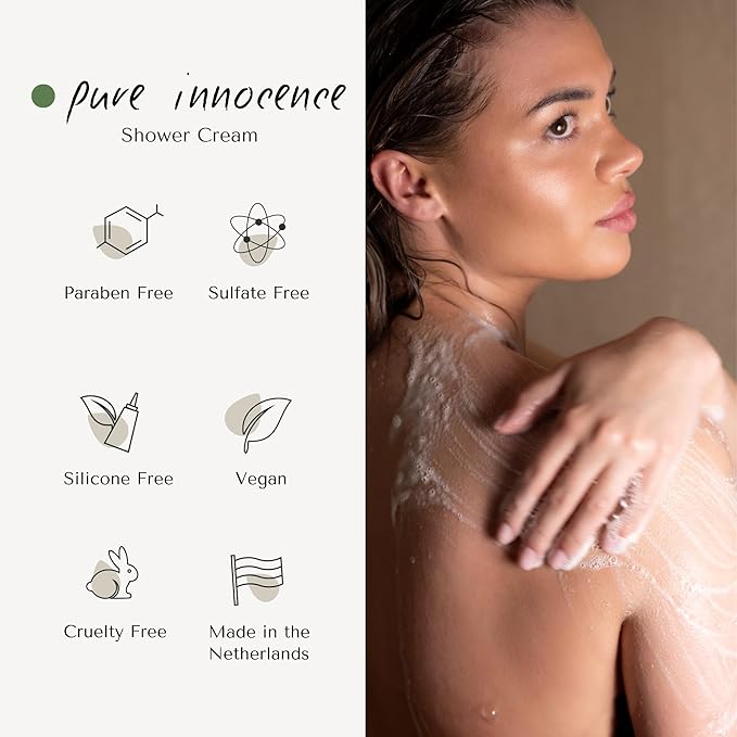 Pure Innocence Shower Cream | Exquisitely Dutch Made & Formulated Softening Body Wash for All Skin Types | Floral Scent of White Jasmine, Roses & Ylang-Ylang 200 ML