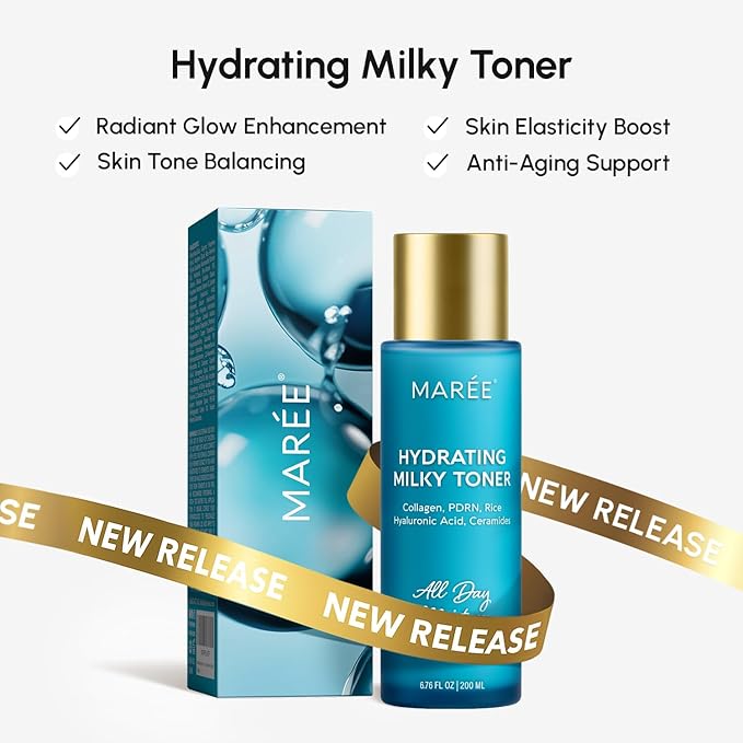 MAREE Hydrogel Collagen Facial Mask with Hyaluronic Acid — Hydrating Face Masks Skincare — Niacinamide, Amino Acids & Red Algae Extract — Facial Masks For Women — Mascarillas Para La Cara — 4 Count