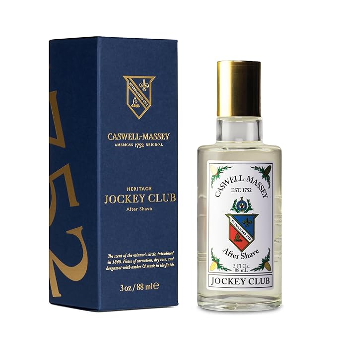 Caswell-Massey Jockey Club Aftershave, Sandalwood Musk Jasmine Geranium Scent, Soothing Post-Shave Tonic for Men, Made in USA, 3 Fl Oz