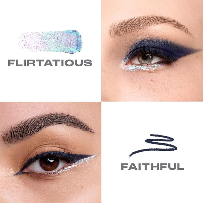 Morphe Mixed Signals Dual-Ended Eyeshadow Stick - Cream Eyeshadow Pigment & Chrome Liquid Flakes for Bold, Layered Eye Makeup Looks - Flirtatious/Faithful (0.96 oz)