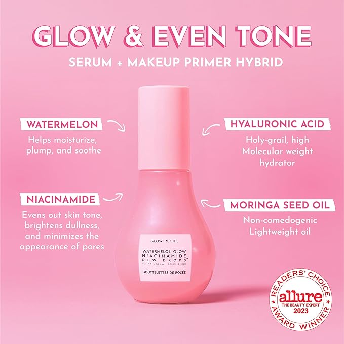 Glow Recipe Soothe, Glow & Bright Gift Set - Niacinamide Dew Drops Illuminating Primer & Avocado Ceramide Facial Serum & Guava Dark Spot Serum - Korean Skincare Travel Kit (3 Count)
