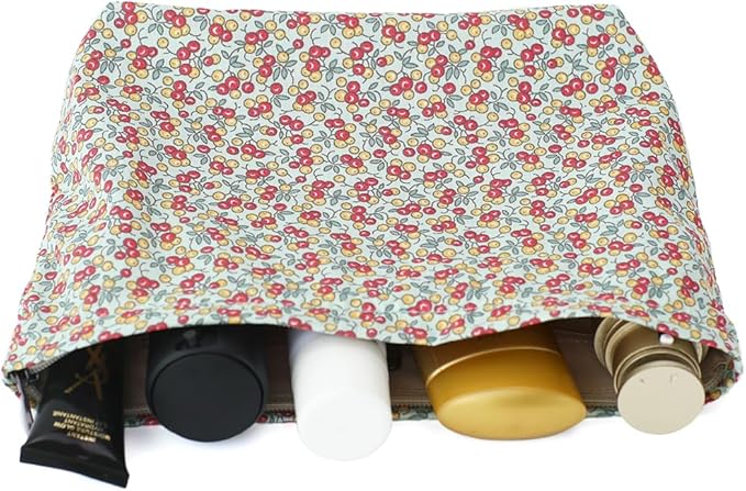 Large Capacity Cotton Printed Makeup Bag - Travel Cosmetic Pouch & Toiletry Organizer with Zipper, Perfect for Daily Use or as a Gift