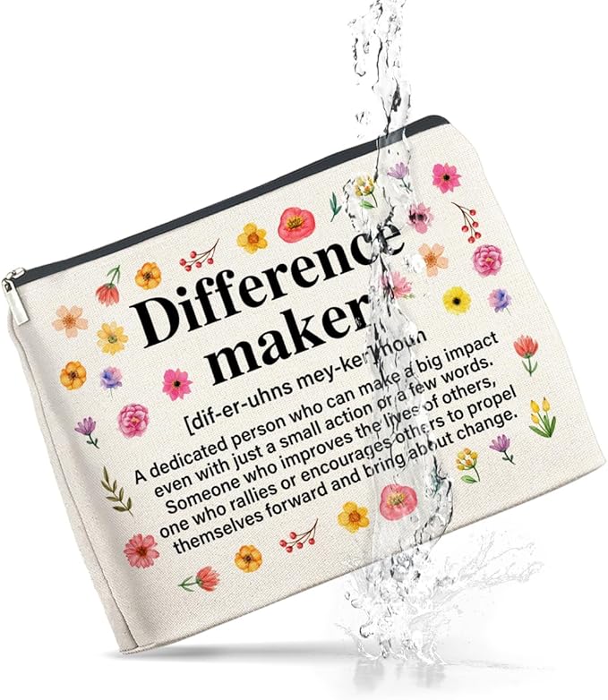 Difference Maker Gifts Makeup Bag, Thank You Appreciation Gifts for Women Teacher Boss Leader Coworker, Difference Maker Definition Zipper Makeup Pouch