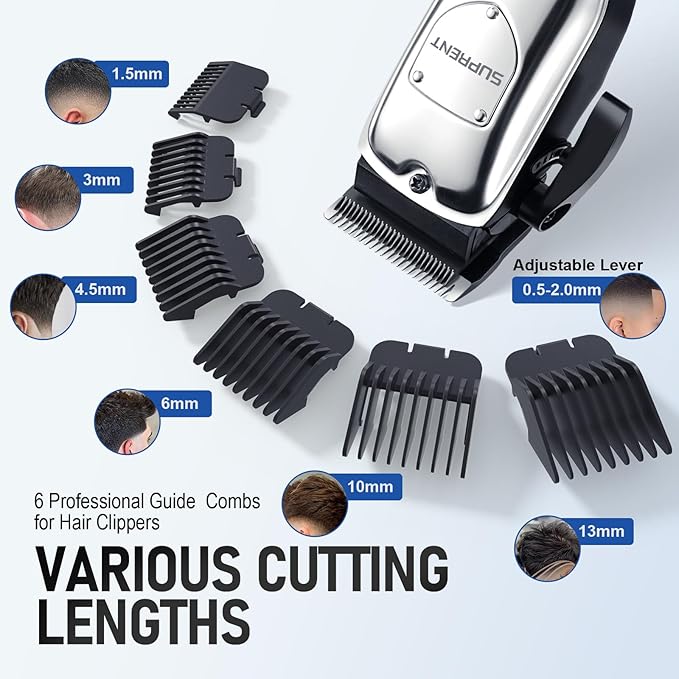 SUPRENT Cordless Hair Clippers for Men Professional Hair Cutting Trimmer with LED Display Trimmer for Barbers & Home Use